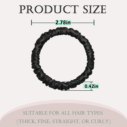 22 Momme 100% Silk Hair Ties, 6PCS No Damage Scrunchies for Women | 100% Pure Mulberry Silk Hair Ties, No Crease No Damage, Soft Gentle for Hair Care, Suitable for Sleeping, Black - color: Black*6