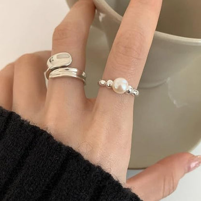 Roe Dolph Chunky Gold Rings for Women Stackable Statement Ring Set | Mixed sculptural shapes and polished surfaces create bold stacking combinations for parties dinners and everyday outfits - color: A9