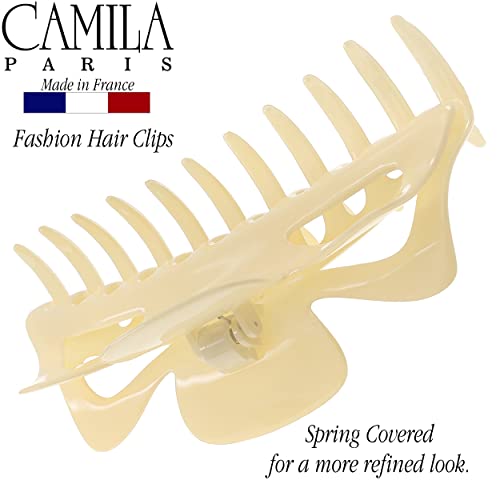 Camila Paris CP3503 French Large Hair Clips for Women Thick Hair for Long Curly Wavy Hair, Girls Hair Claw Clip, Durable Styling Big Claw Clip for Thick Hair, Strong Hold No Slip Grip, Made in France - color: Cream 6"