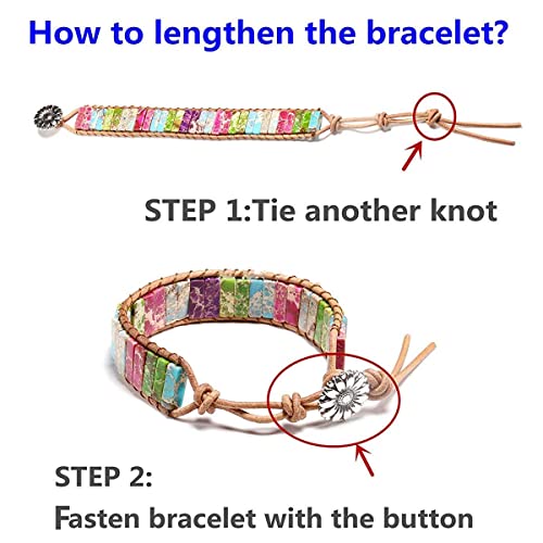 sedmart 7 Chakra Bracelets for Women with Real Stones Leather Wrap Healing Bead Bracelet Women Men Boho Friendship Jewelry - color: A9 Colorful tree button & Turquoise