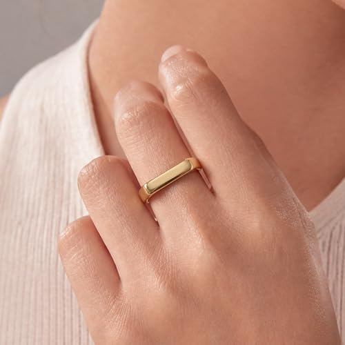 PCY Stainless Steel Gold Plated Men Women Band Ring - color: 4mm Gold CFX