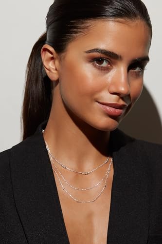 Milla Triple Necklaces for Women, Trendy Trpiple Chain Necklace Set | Stylish Gold Necklace Stack and Silver Layered Necklaces for Women made with 14K Gold Plated and Silver Plated Materials - color: Triple Cable Chain / Siver
