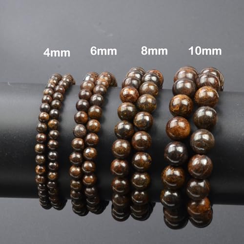Natural Healing Gemstone Bracelet Handmade Yoga Stretch Elastic Bracelet Stress Relief Crystal Jewelry for Men and Women - color: Bronzite (Release Pressure), size: 10mm