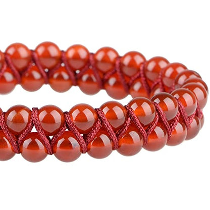MASSIVE BEADS Double Layer Natural Chakra Healing Power Crystals Macrame Bracelet Yoga Stone Beads Gemstone Meditation Relax Anxiety Bangle for Unisex Women Men - color: Carnelian, size: 6mm