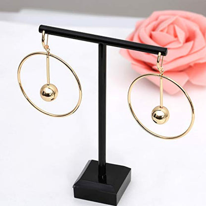 Dangle Hoop Earrings for Women, 14k Gold/Silver Plated High Polished Cute & Aesthetic Earrings for Women - color: Gold-01