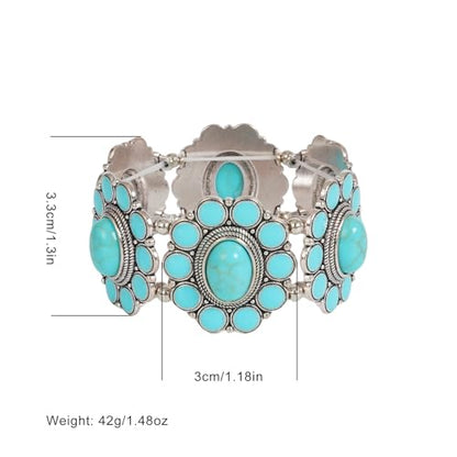 Turquoise Beaded Stretch Bracelets Bohemian Stackable Bracelets Y2K Summer Beach Bracelets Jewelry for Women - color: Silve-D