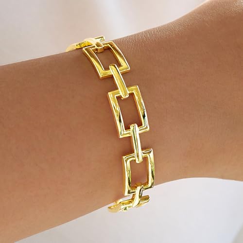Gelbesty Infinity Love Knot Dainty Gold Bangle Bracelets for Women, 14K Gold Plated Adjustable 925 Silver Bracelet, Trendy Jewelry Gifts for Valentine's Day - color: Silver_Square