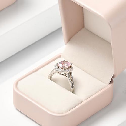 Oirlv Luxury Leather Jewelry Ring Box Engagement Ring Box Wedding Day Keepsake Case Bridal Photo(Pink) - color: Pink, size: Ring Box