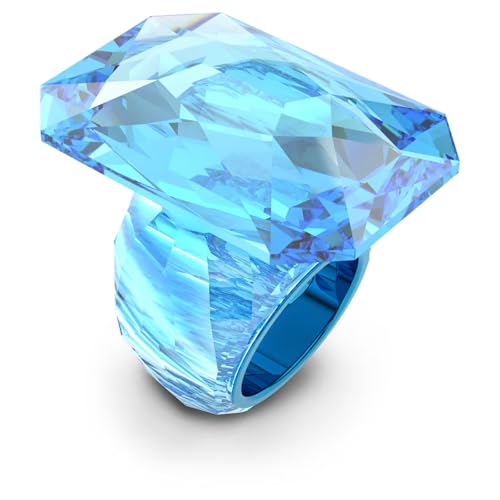 Swarovski Lucent Cocktail Ring, Oversized crystal, Octagonal cut, Blue, Size:52/6