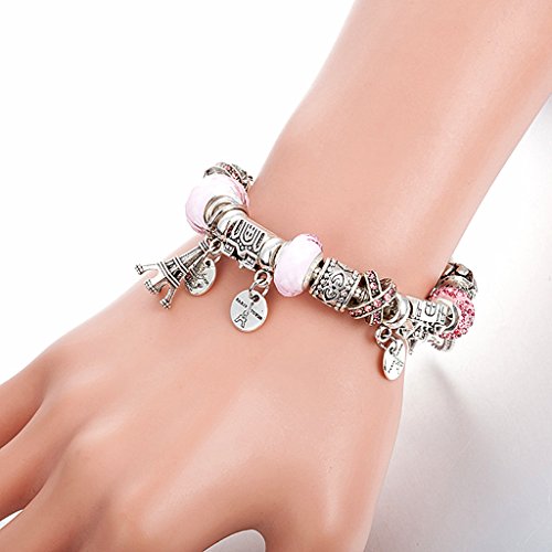 Alloy Dangle Spacer Beads Bails Connector with Multistyle Pendant Charm Dangler for DIY Bracelet Necklace Jewelry Making Accessaries(40pcs,Tibetan Silver Tone) - color: Tibetan Silver Tone