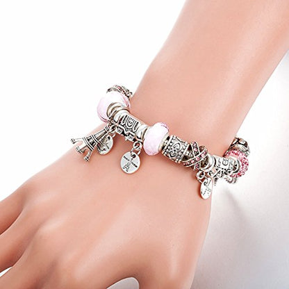 Alloy Dangle Spacer Beads Bails Connector with Multistyle Pendant Charm Dangler for DIY Bracelet Necklace Jewelry Making Accessaries(40pcs,Tibetan Silver Tone) - color: Tibetan Silver Tone