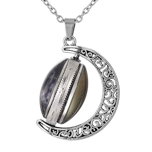 FM FM42 Temperature Sensing Color Changing Pendant Necklace with 19.29" Stainless Steel Rolo Chain - color: Rotatable Double-sided Moon