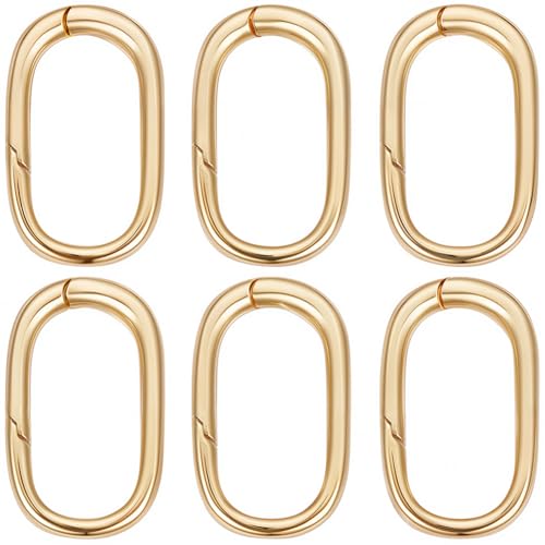 SUNNYCLUE 1 Box 6Pcs Spring O Rings 0.77 inch 18K Gold Plated Brass Trigger Spring O Ring Oval Carabiner Clip Snap Hooks Trigger Keyring Buckle Tiny Hook Clips for DIY Purse Keychain Jewelry Clasps - color: 1 Box 6pcs 18k Gold Plated Rectangle Spring O Ri