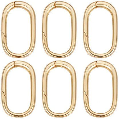 SUNNYCLUE 1 Box 6Pcs Spring O Rings 0.77 inch 18K Gold Plated Brass Trigger Spring O Ring Oval Carabiner Clip Snap Hooks Trigger Keyring Buckle Tiny Hook Clips for DIY Purse Keychain Jewelry Clasps - color: 1 Box 6pcs 18k Gold Plated Rectangle Spring O Ri