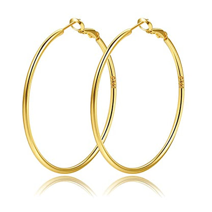 2mm Sterling Silver Big Hoop Earrings For Women - Large Hypoallergenic Circle Endless Thin Oversize Silver Hoops - color: Gold,40mm hoops