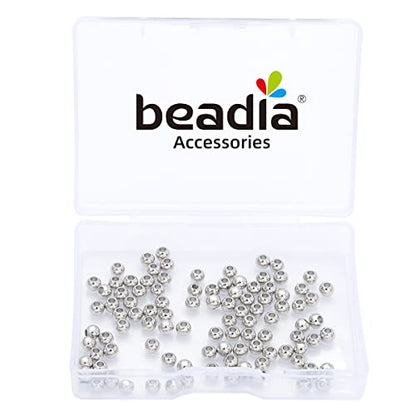 Platinum Plated Round Spacer Beads 4mm 100pcs for Jewelry Making Findings Non Tarnish - color: Platinum, size: 4mm