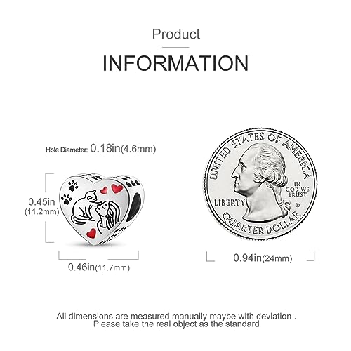HONGRUI 925 Sterling Silver Charm for Bracelets Fashion Women Jewelry Gift - color: Red Cat
