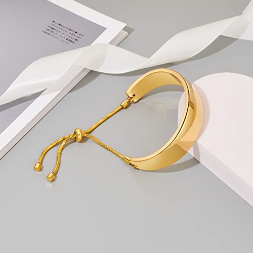 14K Gold Bracelets for Women Adjustable Slider Bracelet Bangle Bracelets for Women Trendy Chain Bracelet - color: Gold
