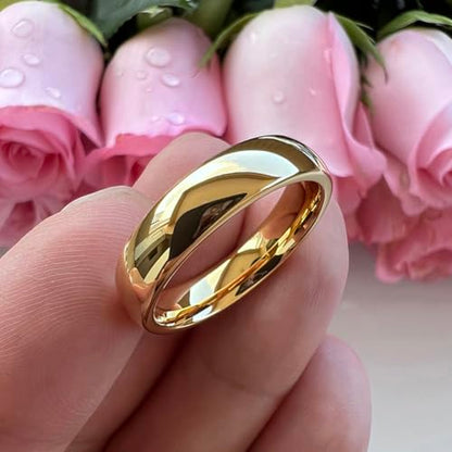 TUTISS 4mm 6mm 8mm 10mm Silver/Gold/White Tungsten Rings for Men Women Couple Fashion Jewelry Anniversary Engagement Wedding Bands Domed Polished I Love You Engraved Comfort Fit - color: 6mm Gold Tungsten I Love You