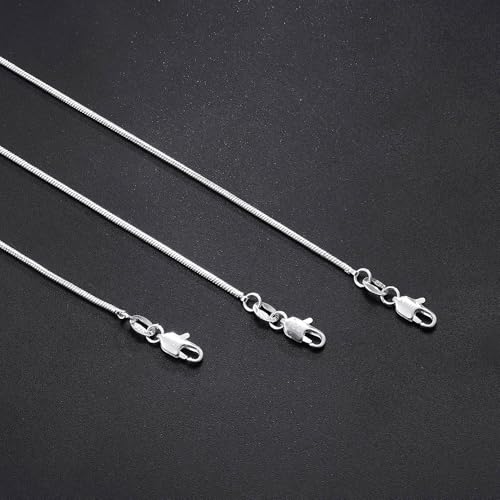 925 Sterling Silver Chain for Women, Diamond Cut 1.1mm Round Snake Chain Lobster Claw Clasp Silver Jewelry Gifts for Women Mom Girlfriend - size: 18 Inches