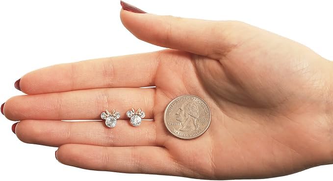 Minnie Mouse Birthstone Stud Earrings Women | Birthstone Earrings for Women - color: April-Rose