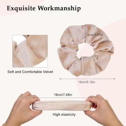 Velvet Scrunchies for Women – 8PCS Neutral Large Hair Ties – Black, Blonde, Dark Brown, Light Brown – No Crease, Frizz-Free, Soft & Gentle Elastic Hair Bands, Everyday Hair Accessories Gifts - color: Velet-Large-Neutrals