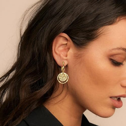 Awinesn Clip on Earrings for Women 14K Gold/Sterling Silver Plated Disc Earrings for Women Circle Drop Dangle Earrings Jewelry Hypoallergenic Hammered Non Pierced Earring Jewelry Gifts Wedding Party - style: Circle-G