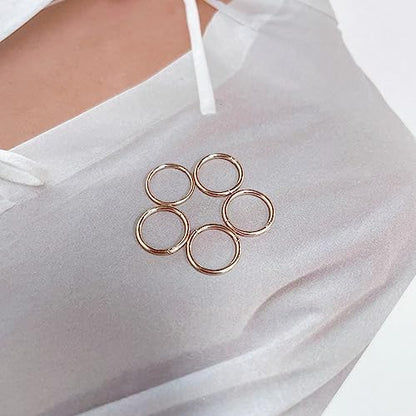 5Pcs Stainless Steel 16G 18G Sleeper Hoop Earrings for Women Men Septum Hinged Clicker Nose Lip Ring Helix Daith Cartilage Tragus Piercings Tiny Small Huggie Hoops Hypoallergenic Sensitive Ears Jewelry - style: 8mm in rose gold-tone 18G