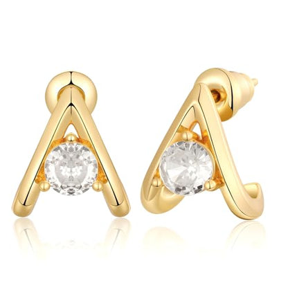 Gold Earrings for Women Trendy,14K Gold Plated Stud Earrings Dainty Simple Minimalist Hypoallergenic Earring for Women Gifts