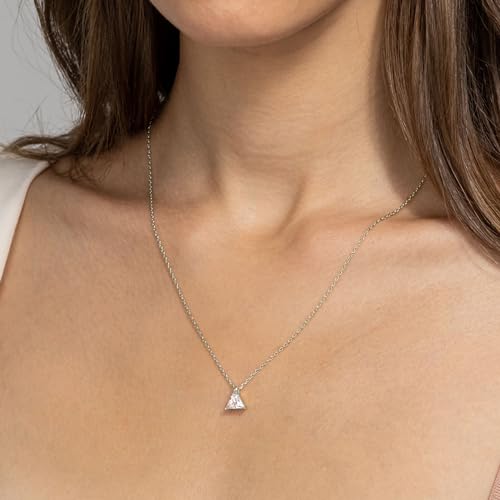 PAVOI 14K Gold Plated Cubic Zirconia Diamond Pendant Necklace for Women | Adjustable Slider - style: Triangle