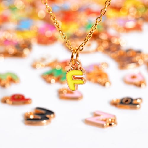 stino 200Pcs A-Z Metal Letter Charms for Jewelry Making, Capital Alphabet Initial Charms - color: 200Pcs Random Gold Cursive