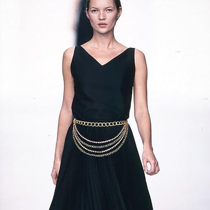 Suyi Multilayer Chain Belt Rhinestone Metal Chain Belts for Women Punk Gold Waist Chain - color: Gold Pink, size: XL: 150 CM
