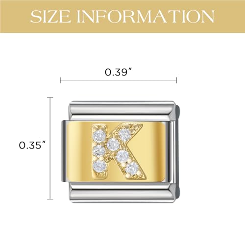 Stainless Steel Italian Charm Bracelet, 18 Link Starter Bracelet 9mm Charms | Italian Charm Bracelet with 9Pcs/20Pcs Charms and Opening Tools, Classic 9mm Modular Charm, Personalized Jewelry Gift - color: Gold K