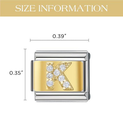 Stainless Steel Italian Charm Bracelet, 18 Link Starter Bracelet 9mm Charms | Italian Charm Bracelet with 9Pcs/20Pcs Charms and Opening Tools, Classic 9mm Modular Charm, Personalized Jewelry Gift - color: Gold K