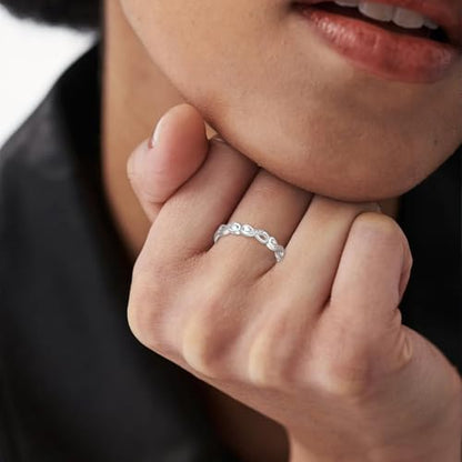 OOOPEL Sterling Silver Adjustable Ring S925 Silver Rings for Women Cubic Zirconia Twist Love Knot Dainty Ring Silver Minimalist Open Finger Rings Silver Thumb Sterling Silver Ring - color: silver-D