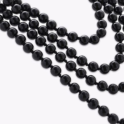BABEYOND Long Pearl Necklace Faux Pearls Necklace Set Beaded Long Pearls Necklace 1920s Gatsby Costume Jewelry - color: Black