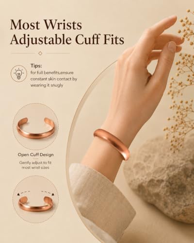 MagEnergy Copper Bracelet for Men Women, Tibetan 100% Pure Copper Bracelet, Real Raw Handmade Cuff Bangle, Pulsera de Cobre - color: Copper-13MM