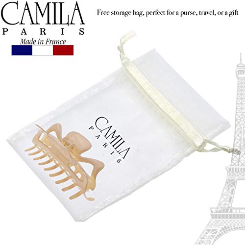 Camila Paris CP3049 French Large Hair Clips for Women Thick Hair for Long Curly Wavy Hair, Girls Hair Claw Clip, Durable Styling Big Claw Clip for Thick Hair, Strong Hold No Slip Grip, Made in France - color: Beige 4.5"