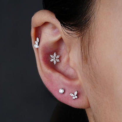 16G 6mm 8mm ASTM F136 Titanium Cartilage Piercing Jewelry Stud for Tragus Helix Conch Flat - color: Mini Butterfly - Tit