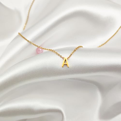 Small Initial Necklace 18K Gold Plated Stainless Steel Tiny Letter Necklace Personalized Monogram Name Necklace for Women - style: Gold E