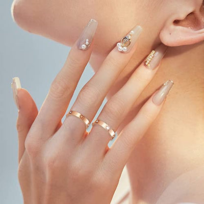3PCS Love Friendship Ring Gold Ring Sets for Women Stainless Steel Wedding Statement Thumb Ring 18K Gold Silver Rose Plated Cubic Zirconia Rings Jewelry Gifts for Her - color: Rose Gold