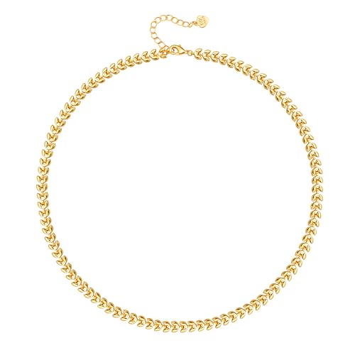 Aobei Pearl 18K Gold Plated Paperclip Chain Choker Satellite Chain Freshwater Cultured Biwa Pearl Pendant Necklace Dainty Turquoise Jewelry for Women - color: 18K Gold Plated Wheat Ears Leaf Chain