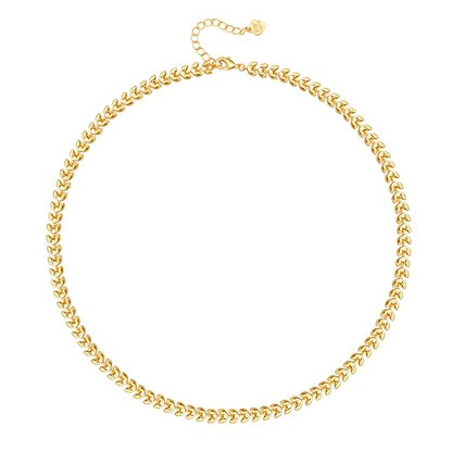 Aobei Pearl 18K Gold Plated Paperclip Chain Choker Satellite Chain Freshwater Cultured Biwa Pearl Pendant Necklace Dainty Turquoise Jewelry for Women - color: 18K Gold Plated Wheat Ears Leaf Chain