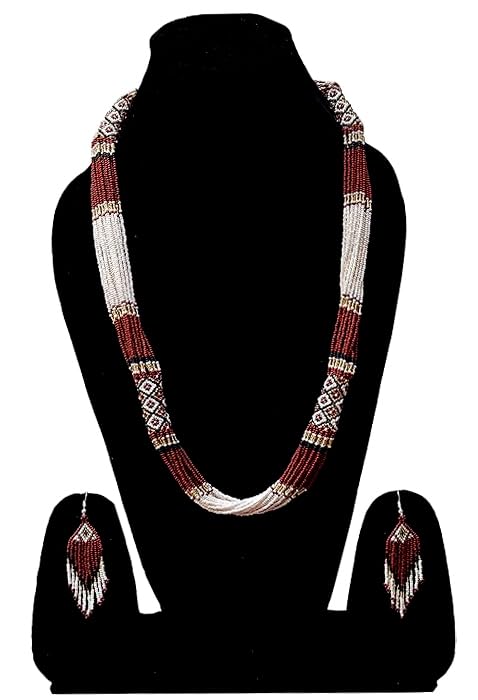 Layered – Boho Native American Style Layered Beaded Necklace– Ukrainian beaded Necklace Native Handmade Seed Bead Necklace Tribal ethnic beaded Necklace for Women (Tuquoise) - color: Brown & Cream