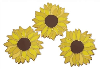 Novel Merk Flower Blossom Floret - Sunflower, Daffodil, & Other Lapel Pin, Hat Pin & Tie Tack Set - with Clutch Back - style: 3-Sunflower