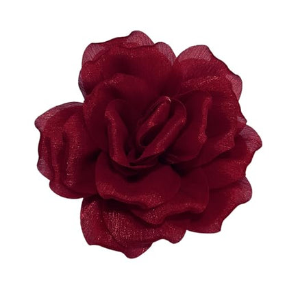 Flash Camellia Flower Brooch Pin for Women Men Elegant Texture Fabric Dahlia Rose Floral Brooches Lapel Pins Dainty Wedding Holiday Party Costume Dress Accessories Jewelry - color: Wine Red