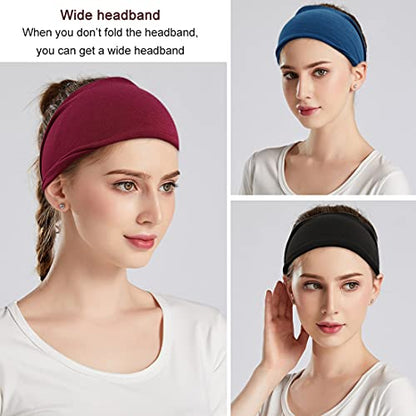 YONUF Fashion Headbands For Women Wide Headband Yoga Workout Head Bands Hair Accessories Band 6 Pack - color: Solid