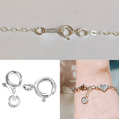 925 Sterling Silver Jewelry Making Lobster Clasps with Open Jump Rings Set | Small Spring Clasps Lobster Claw Jump Rings Necklace Chains Connect Link Repair kit Supplies 925 Jewelry Findings Set - color: 26PcsB