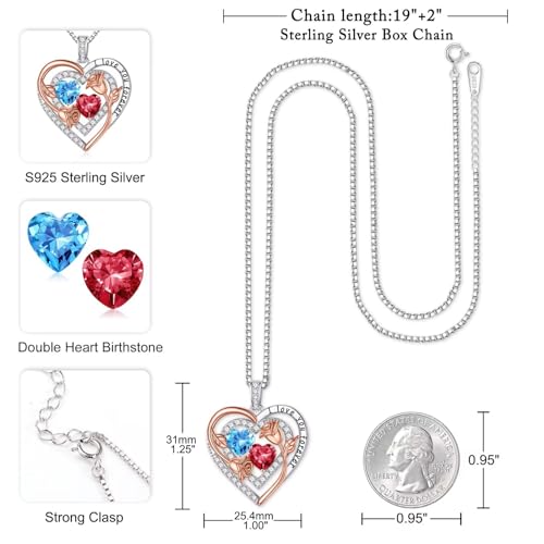 Iefil Birthstone Necklace for Women - Sterling Silver Birthstone Necklace, Anniversary Birthday Gifts for Wife Girlfriend Mom - color: 03-07-Mar-Jul Birthstone