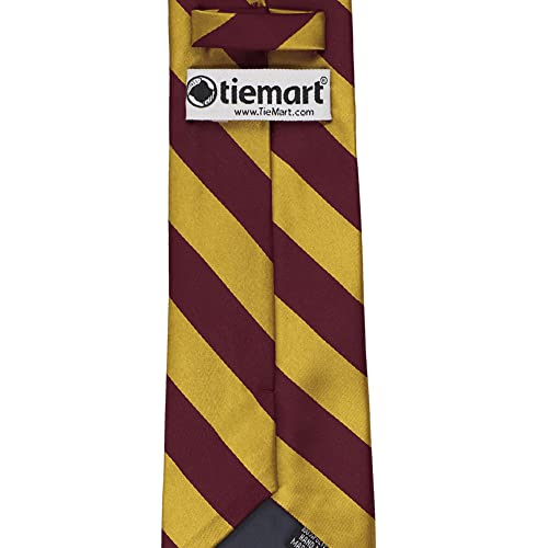 tiemart Men's Striped Tie Standard Length - color: Maroon and Gold